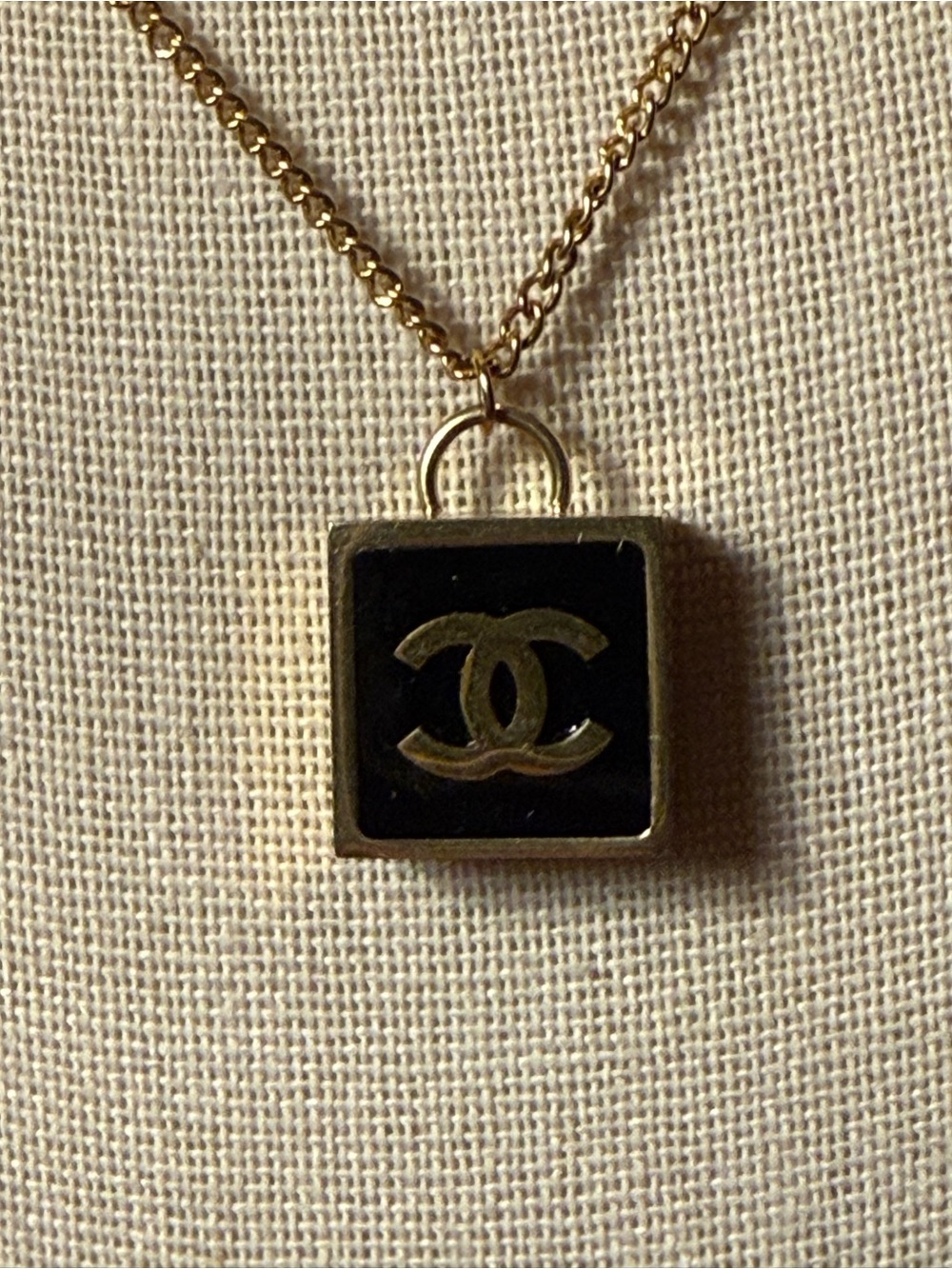 CHANEL Gold and Black Chunky Square CC Pendant on 17”Chain with 1.5” extender - Picture 9 of 13